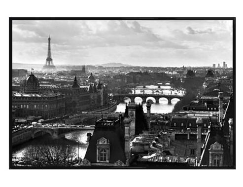 Image of Paris, France Gloss Black Framed Black And White Landscape Poster