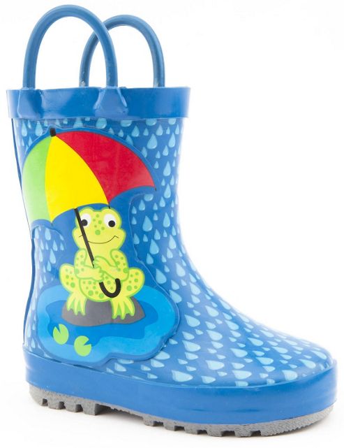 Image of Brantano Boys Frog Umbrella Blue Wellington Boots - Blue