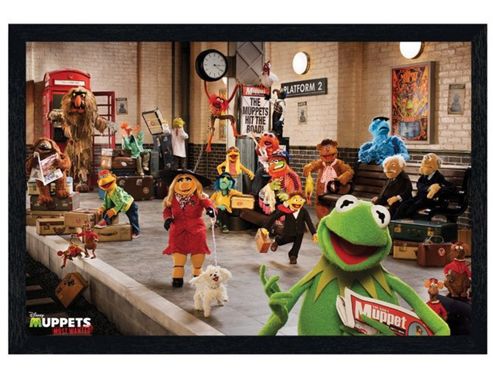 Image of Black Wooden Framed The Muppets Most Wanted Cast Poster