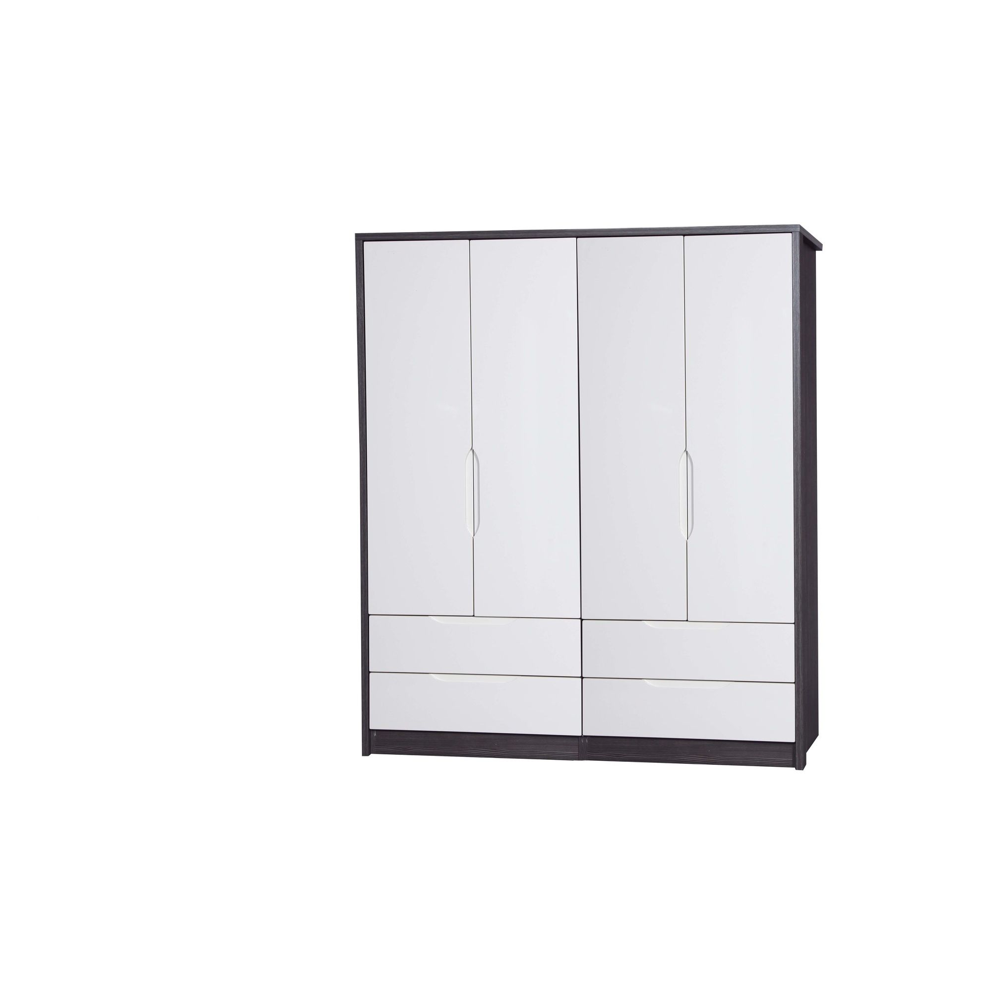 Alto Furniture Avola 4 Door Combi Wardrobe - Grey Avola Carcass With Cream Gloss at Tesco Direct