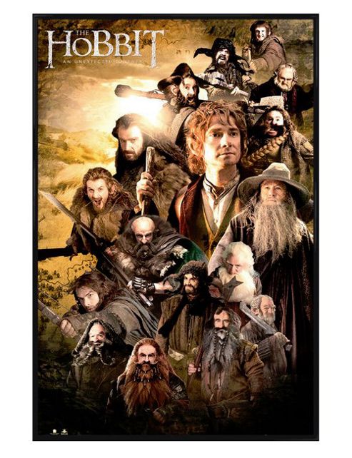Image of The Hobbit Gloss Black Framed Character Collage Poster