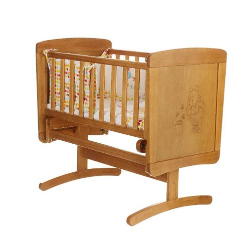 Image of Disney Winnie The Pooh Gliding Crib & Mattress - Country Pine