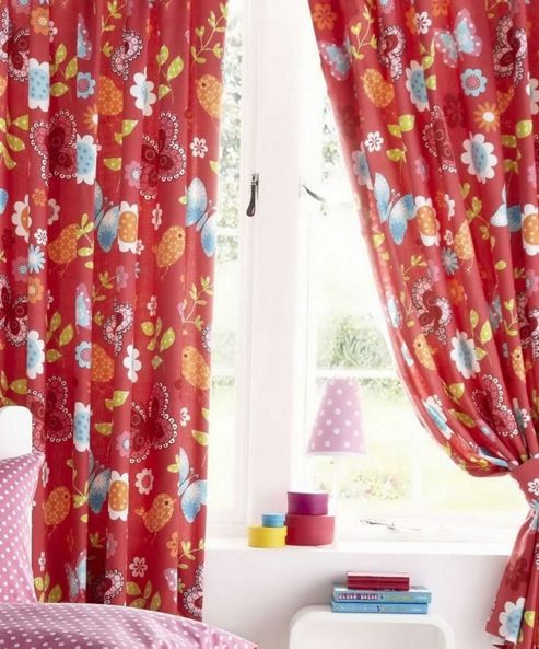 Image of Flutterbye Curtains In Red - 72s