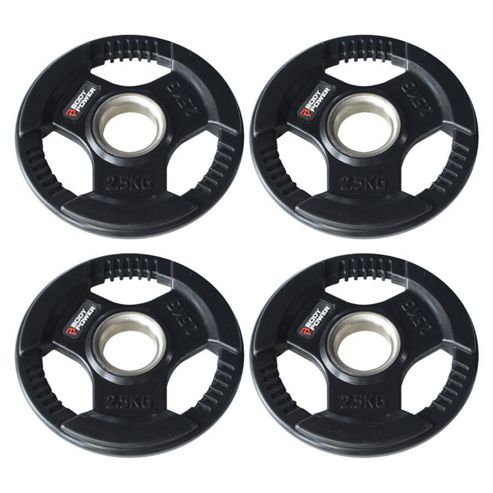 Image of Body Power Rubber Enc Tri Grip Olympic Weight Disc Plates - 2.5kg (x4)