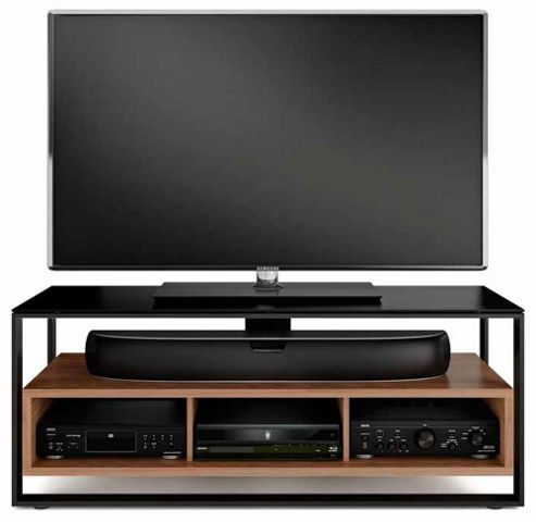 Image of Bdi Sonda Black And Walnut Tv Stand