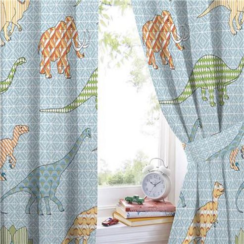 Image of Retro Dinosaur, Hiccups Curtains 72s - Multi