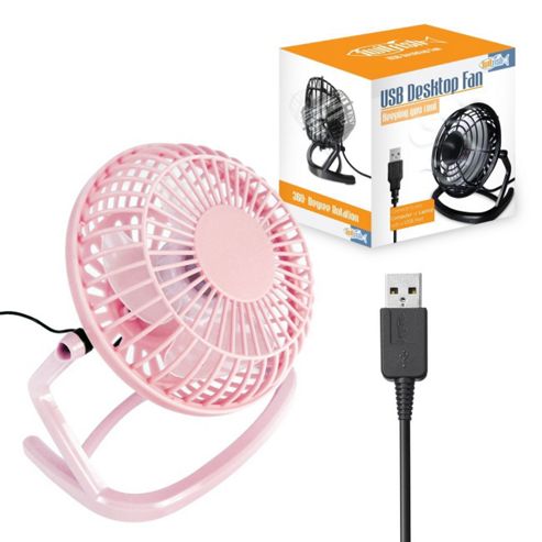 Image of Twitfish Plastic Usb Desk Fan 4" - Pink