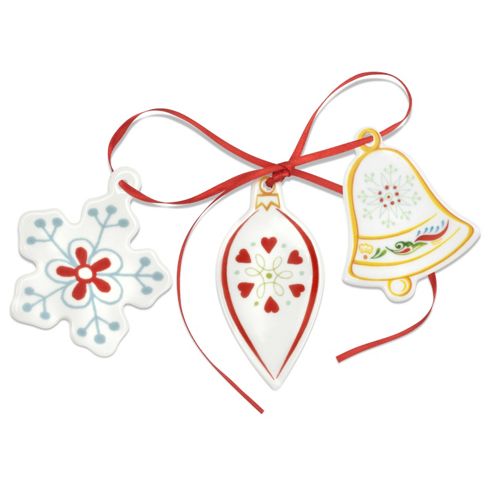 Image of Portmeirion Christmas Wish Tree Decorations, Snowflake, Bell, Bauble