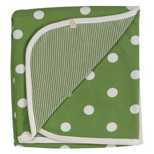 Image of Pigeon Organics Spotty Reversible Blanket Green 70x70cm