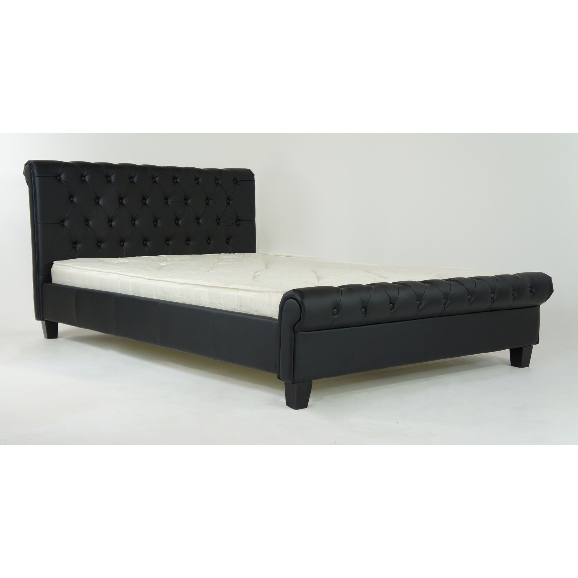 Alpha furniture Chesterfield Bed - Black - Double - No at Tesco Direct