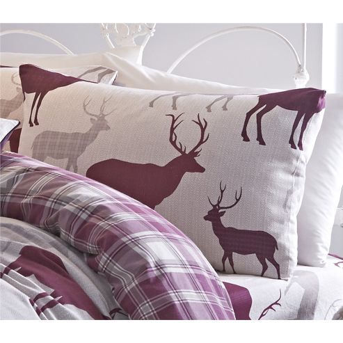 Image of Catherine Lansfield Home Cosy Corner Mulberry Grampian Stag Pillowcases