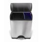 simplehuman 30/16 Litres Classic Rectangular Recycler in Brushed Stainless Steel