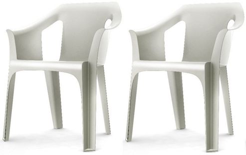 Image of Resol "cool" Garden Outdoor / Indoor Designer Plastic Chairs - White - X2 Chairs