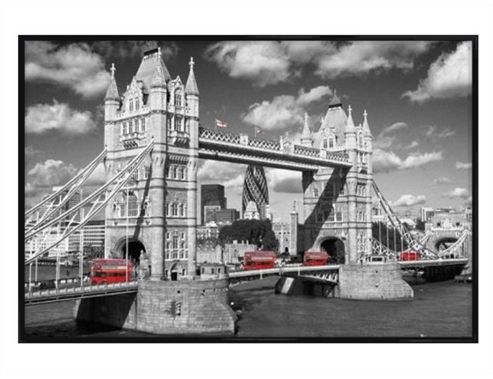 Image of Images Of London Gloss Black Framed Traffic On Tower Bridge Poster