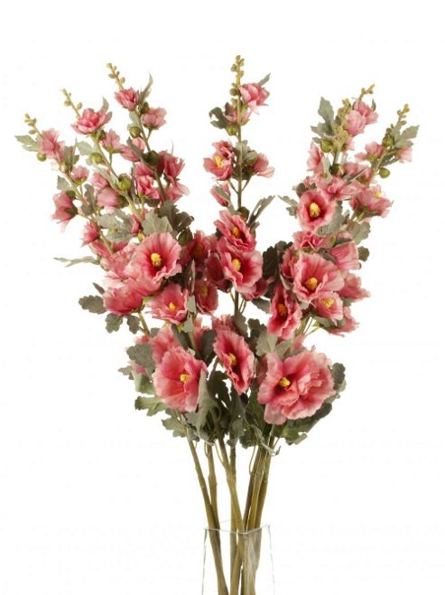 Image of Artificial 103cm Single Stem Pink Hollyhocks X 6