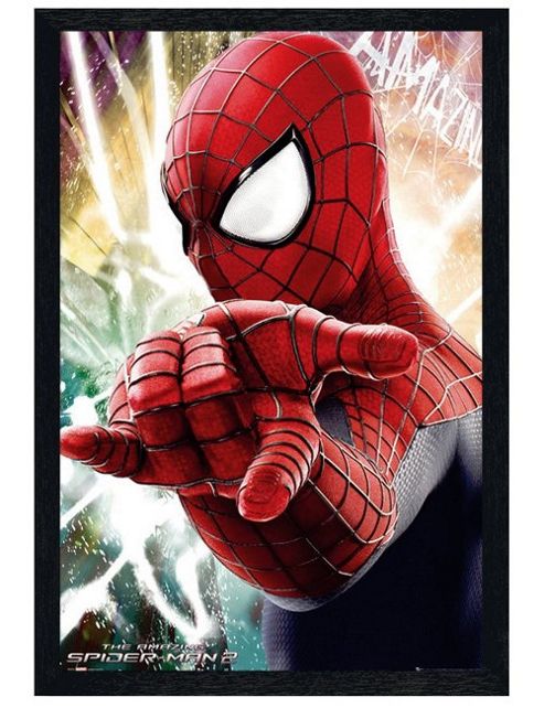 Image of Black Wooden Framed The Amazing Spiderman 2 Ready To Web! Poster