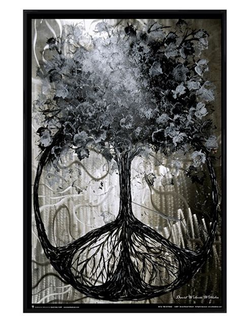 Image of David Wilhelm Gloss Black Framed Tree Of Peace Poster