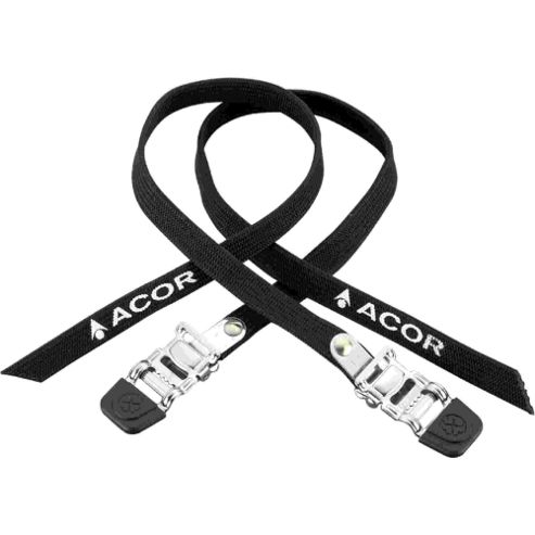 Image of Acor Steel Buckle Pedal Straps. One Pair, Black