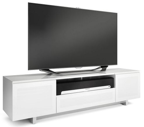 Image of Bdi Luxury Nora Slim Gloss White Tv Cabinet