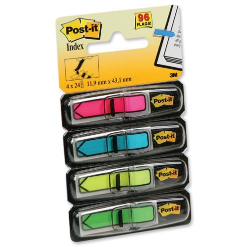 Image of Post-it Index Arrows Repositionable W12xh43mm 4 Bright Colours Ref 684arr4 [pack 96]