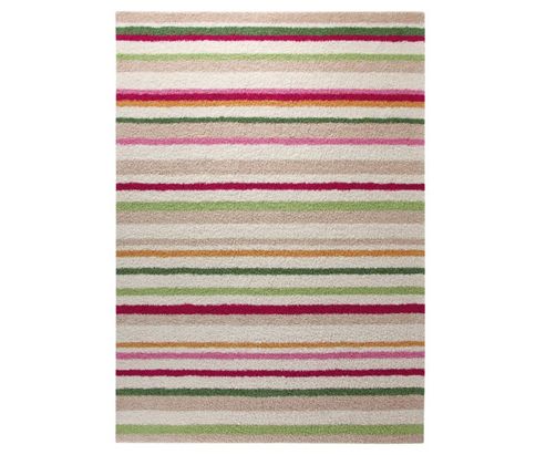 Image of Esprit Funny Stripes Beige Shag Rug - 70cm X 140cm