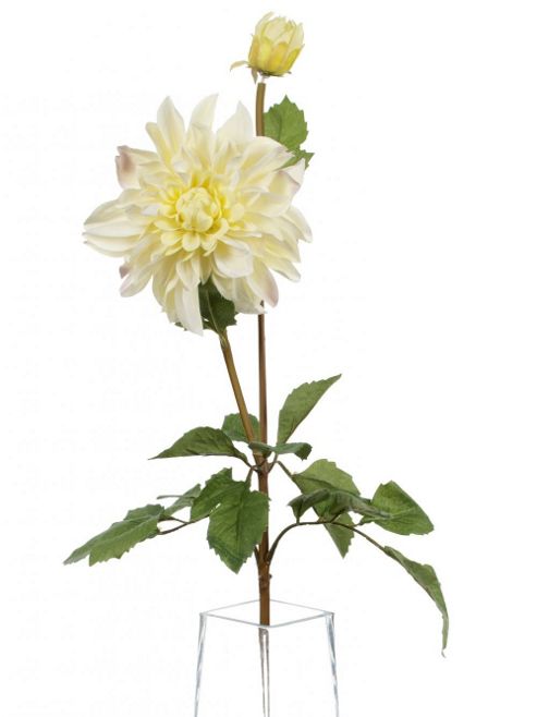 Image of Artificial 80cm Single Stem Double Headed White Dahlia