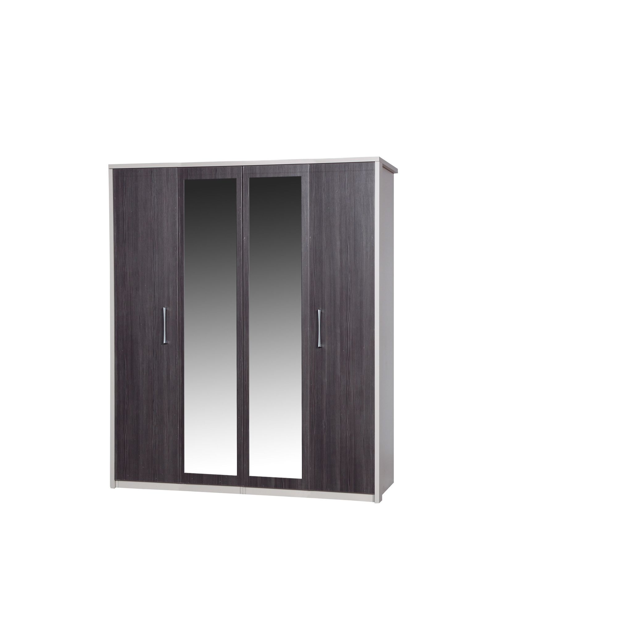 Alto Furniture Avola 4 Door Wardrobe with Mirror - Cream Carcass With Grey Avola at Tesco Direct