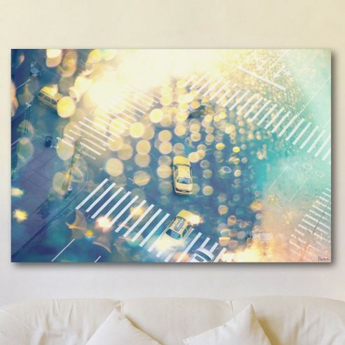 Image of Parvez Taj Yellow Cab Square Canvas Wall Art - 41 Cm H X 61 Cm W X 5 Cm D