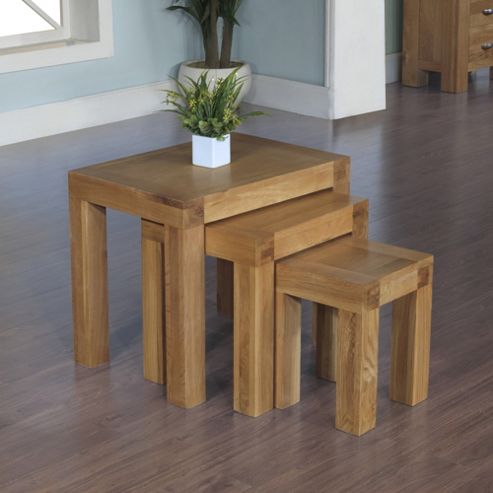 Image of Hawkshead Rustic Oak Blonde Nest Of 3 Tables