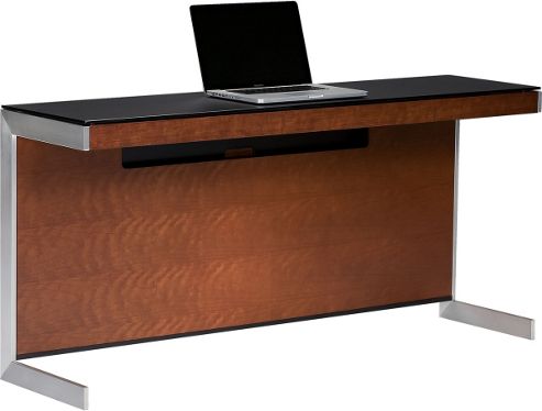Image of Sequel 6002 Desk In Natural Stained Cherry With Glass Top