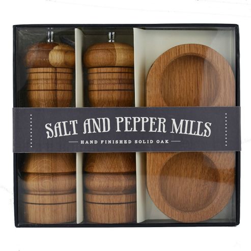 Image of Occasion Classic Oak Salt & Pepper Mill With Table Saver