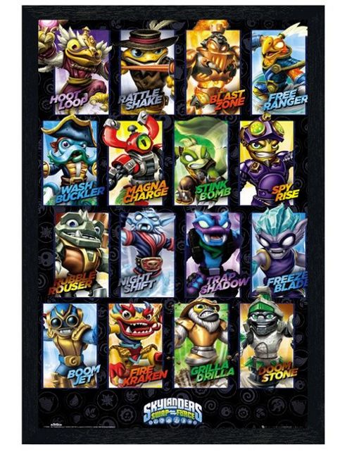 Image of Black Wooden Framed Skylanders Swap Force Poster