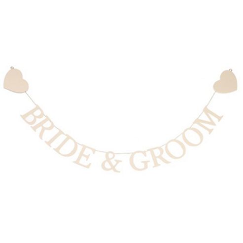 Image of Bride And Groom Hanging Heart Garland - Cream