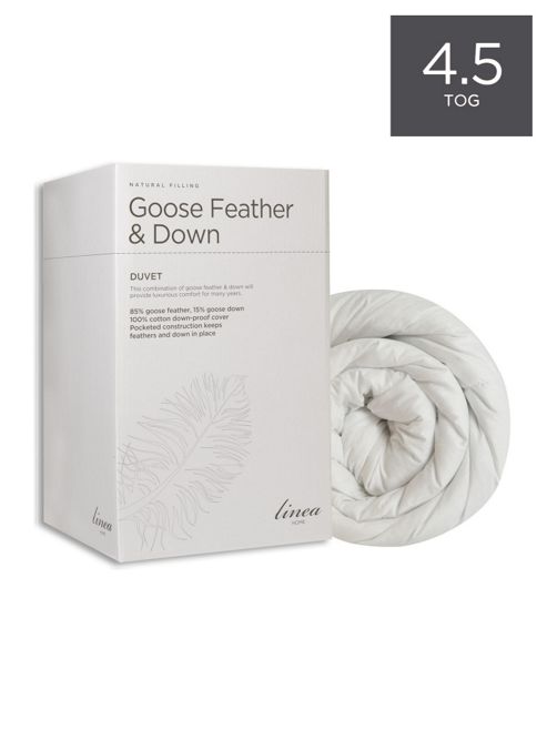 Image of Linea Goose Feather And Down 4.5 Tog Single Duvet In White