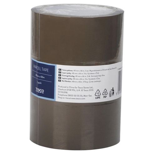 Image of Tesco Parcel Tape, 48mm X 66m (3 Pack)