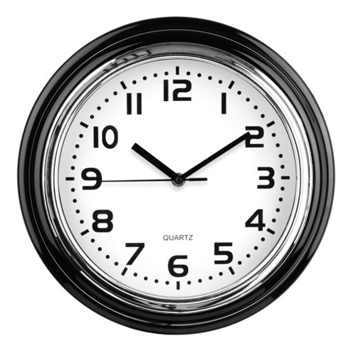 Image of Premier Housewares Wall Clock - Black / Chrome