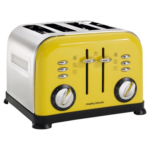 Image of Morphy Richards 44799 Accents 4 Slice Toaster - Yellow