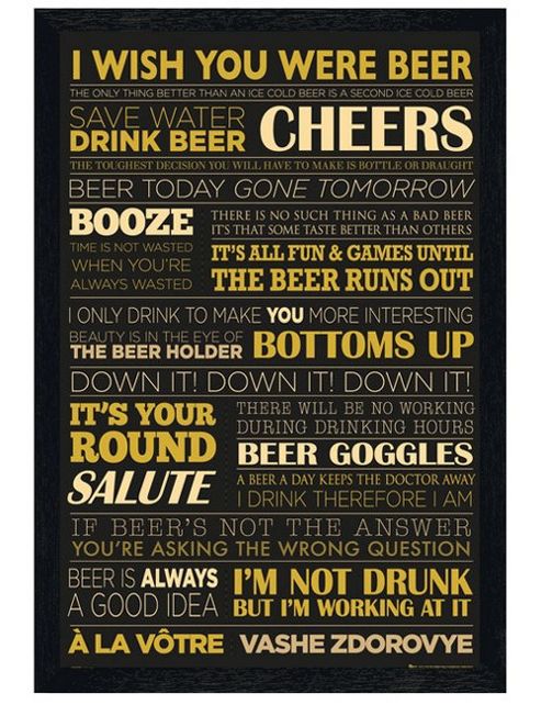 Image of Black Wooden Framed Beer Life Poster