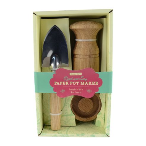 Image of Inside Out Oak 'quick & Easy' Paper Pot Maker With Mini Trowel