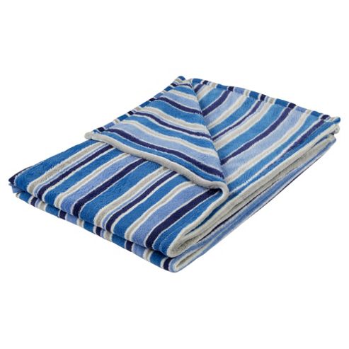 Buy Tesco Basic Striped Fleece Blanket Blue and Grey from our Kids