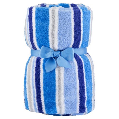 Buy Tesco Basic Striped Fleece Blanket Blue and Grey from our