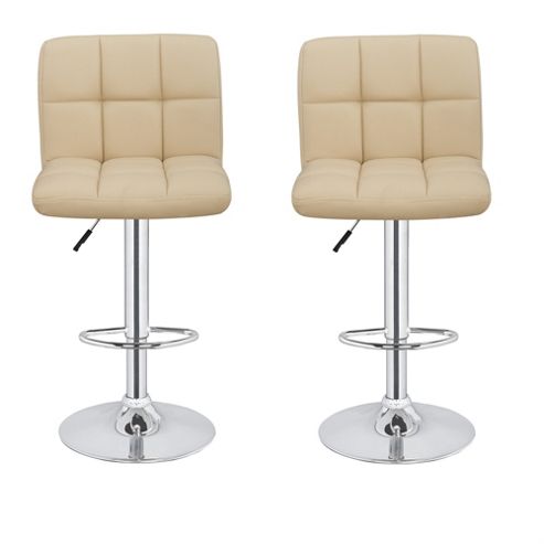 Image of Homegear M2 Contemporary Home Adjustable Chrome Swivel Bar Chair/stool X2 (cream)