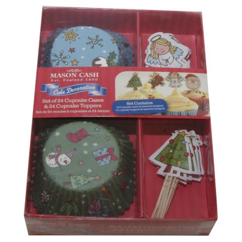 Image of Mason Cash 24 Piece Christmas Present & Robin Cupcake Set