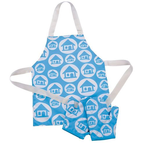 Image of Elc Apron And Oven Gloves - Turquoise
