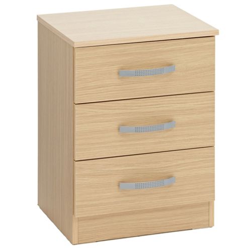 Image of Ideal Furniture Budget Three Drawer Bedside Table - Oak
