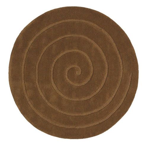 Image of Oriental Carpets & Rugs Spiral Brown Tufted Rug - Round 180cm