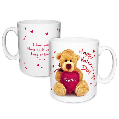 Image of Personalised Teddy Heart Valentine Mug