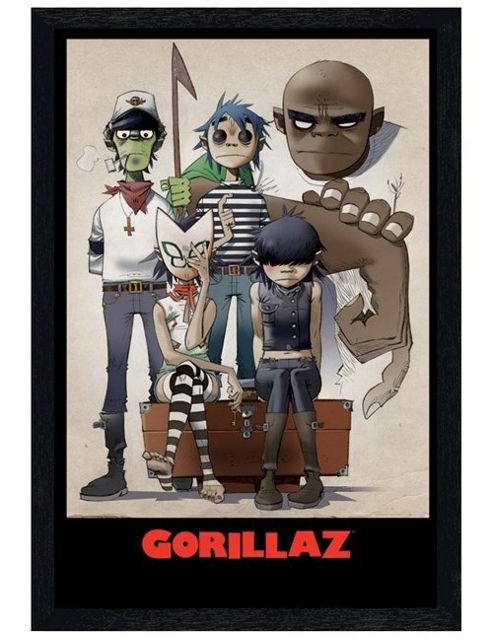 Image of Gorillaz Black Wooden Framed All Here Poster