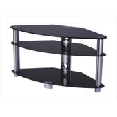 Iconic TV Stand with Black Glass and Silver Legs for up 42 inch