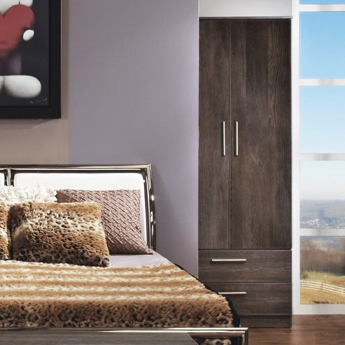 Image of Welcome Furniture Contrast Tall 2 Drawer Wardrobe - Cocobola